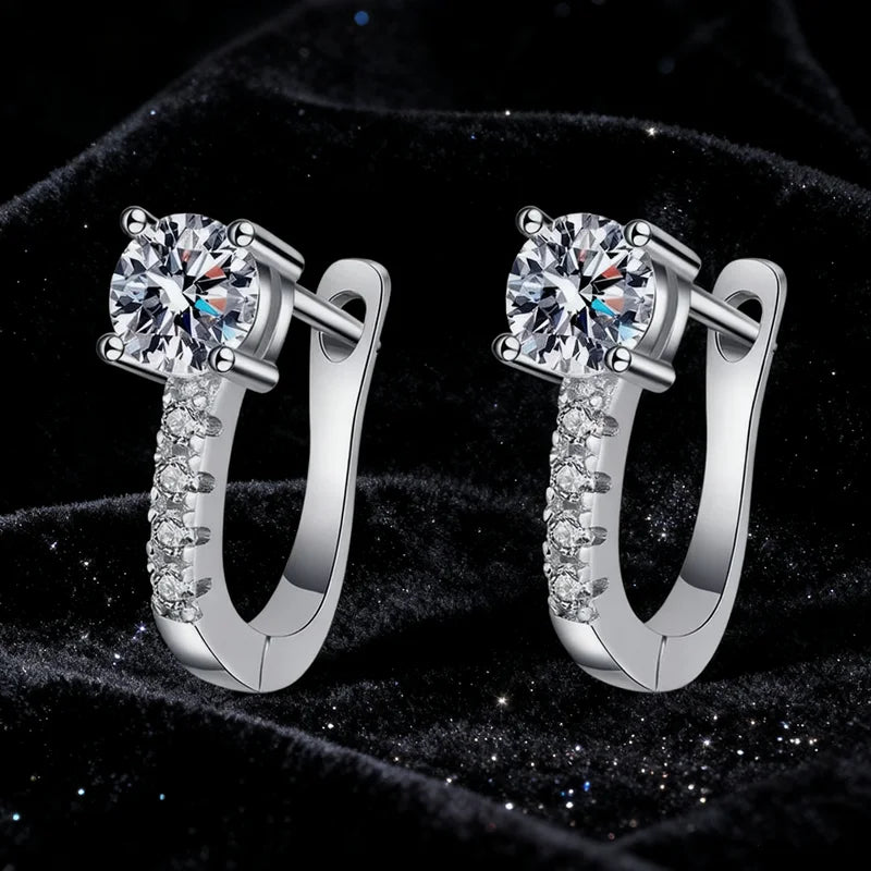 Classic U-shaped S925 Silver Moissanite Earrings Earrings for Women Precision Quality D Color Moissanite Earrings