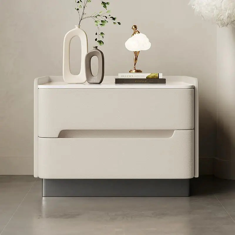 New Solid Wood Modern Simple Cream Style Italian Light Luxury Floating Bedroom Nightstand Storage Bedroom Furniture