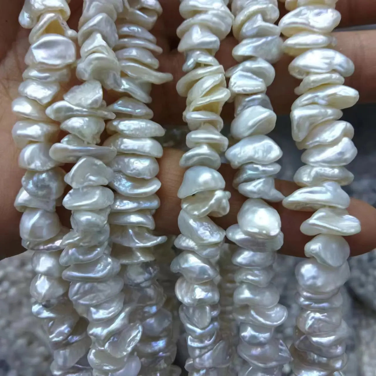 38 Cm10-11 mm AA  Natural Baroque Pearl  Keshi Baroque FRESHWATER Pearl  Loose BAROQUE Pearl in Strand .