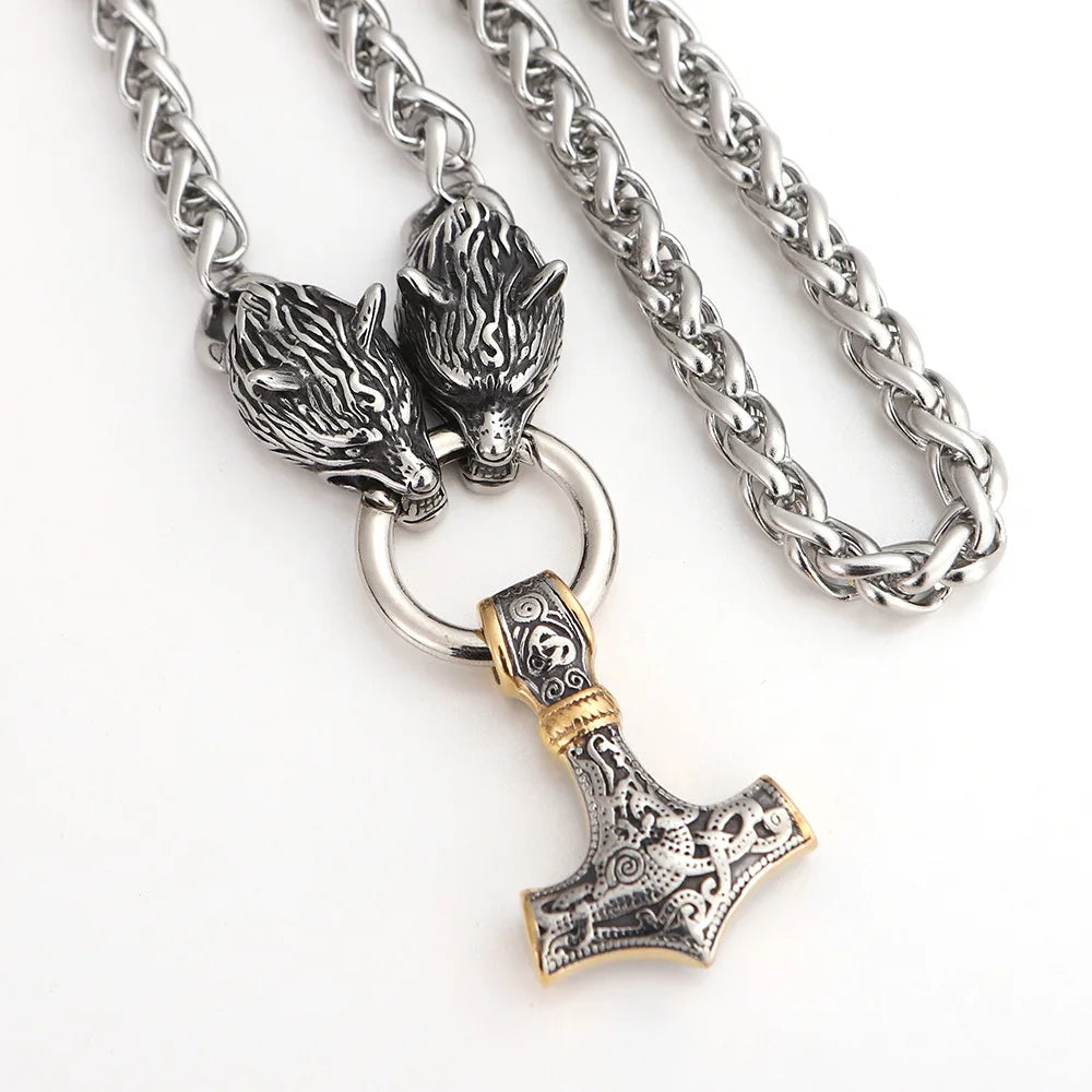 2026 Wholesale 316 L Stainless Steel  Jewelry Hammer Mjolnir Necklace Men Pendant Necklace Thor Hammer Necklace