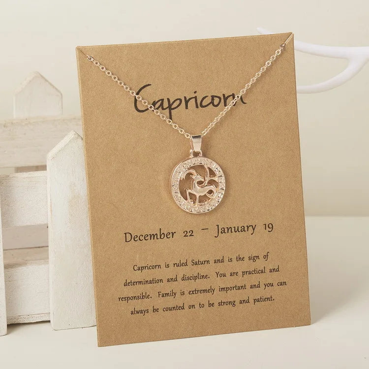 Rose Gold 12 Zodiac Star Sign Capricorn Aquarius Pisces Aries Taurus Gemini Cancer Leo Virgo Libra Scorpio Sagittarius Neckla