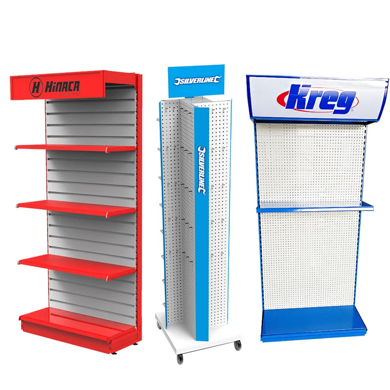 Apache Custom High Load Bearing Tool Display Rack Metal and Wood Combination for Supermarkets Shops Factories