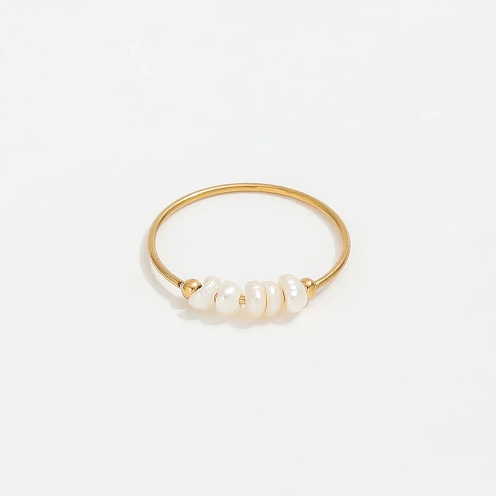 Fenny 18K Gold Plated Fashion Elegant Fine Irregular Freshwater Pearl Ring for Women No Fade Stainless Steel Wholesale Jewelr