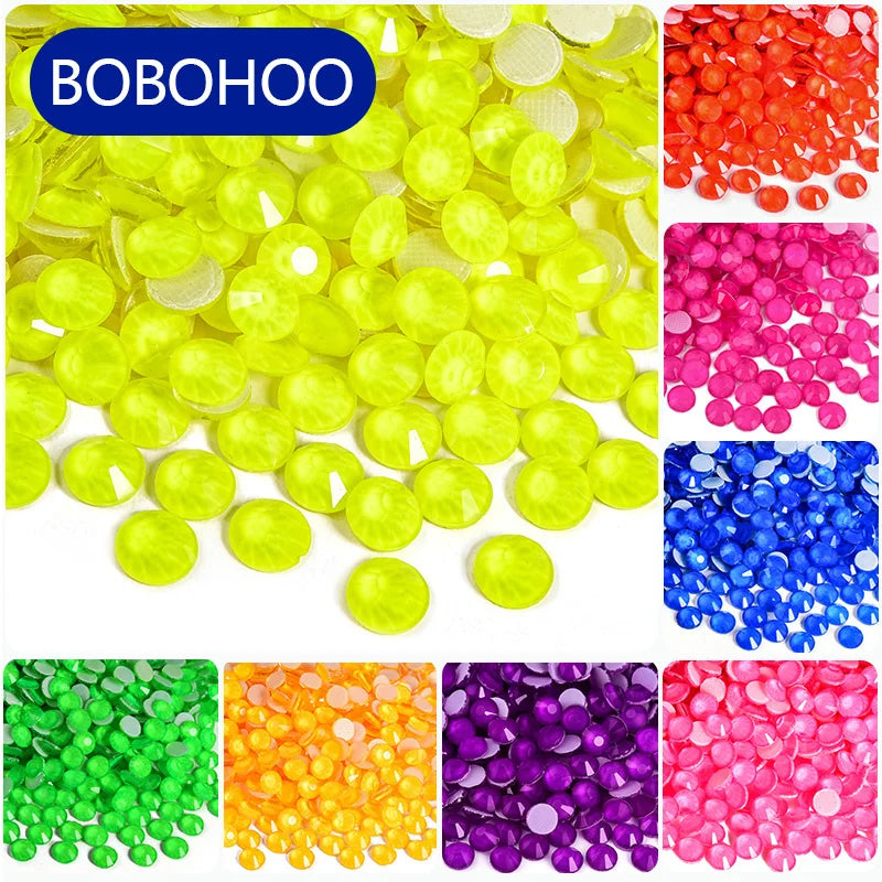 BOBOHOO Hot Sale Neon Colors Hotfix Glass Rhinestones Strass Crystals Stone Nails Rhinestones for Dress Clutch Headbands Sock