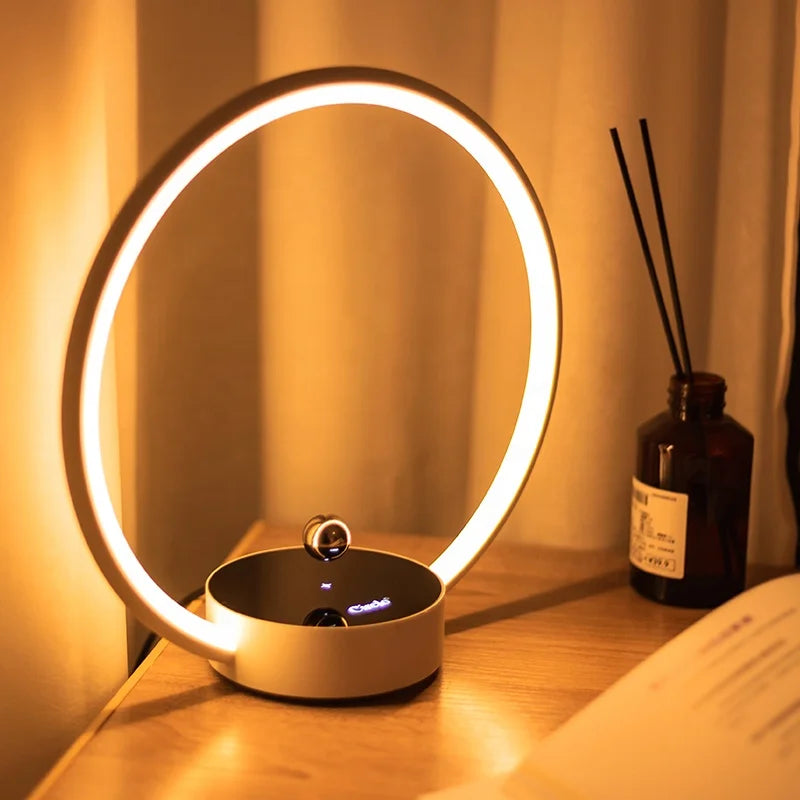 Modern Luxury Wireless Bedside Night Lamp Restaurant Magnetic Levitation Floating Flying Switch LED Table Circlo Lamp Home Li