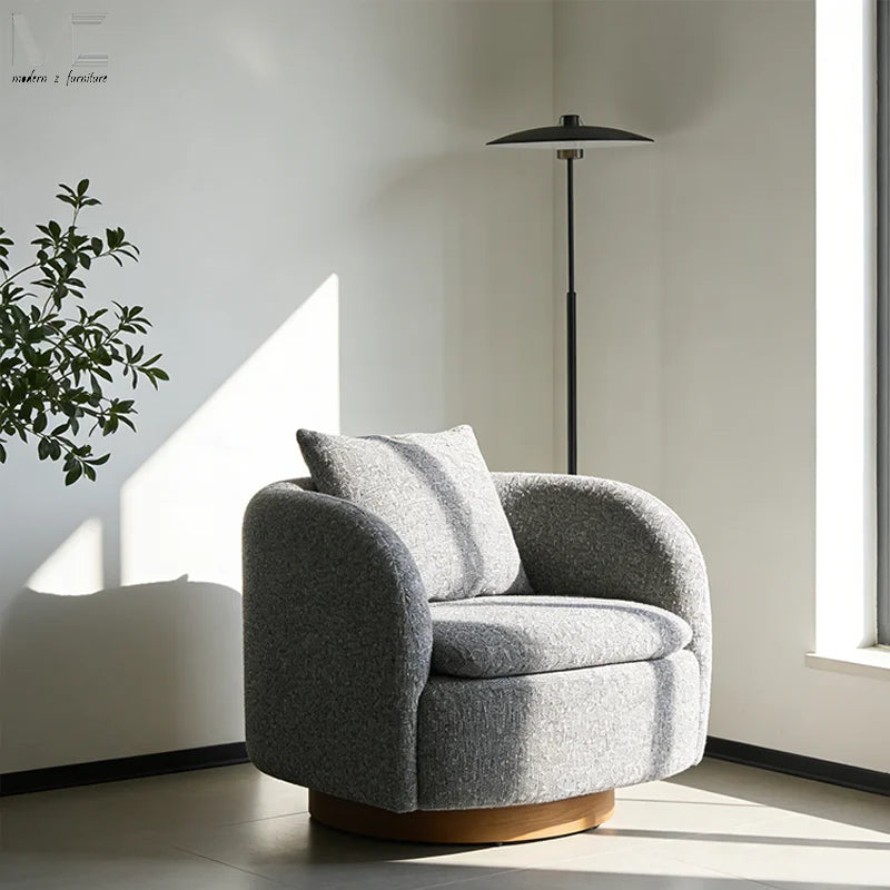 Gray Fancy Comfortable Leisure Full Lounge Single Seat Swivel Sofa Side Armchair Designer Hotel Leisure Chair for Living Room