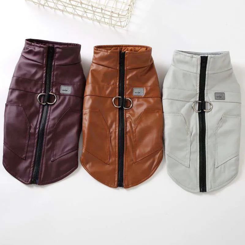 S~5XL Dog Clothing Pet Apparel Pomeranian Leather Jacket Teddy Jacket Thickened Autumn/Winter Warm Vest for Small to Medium D