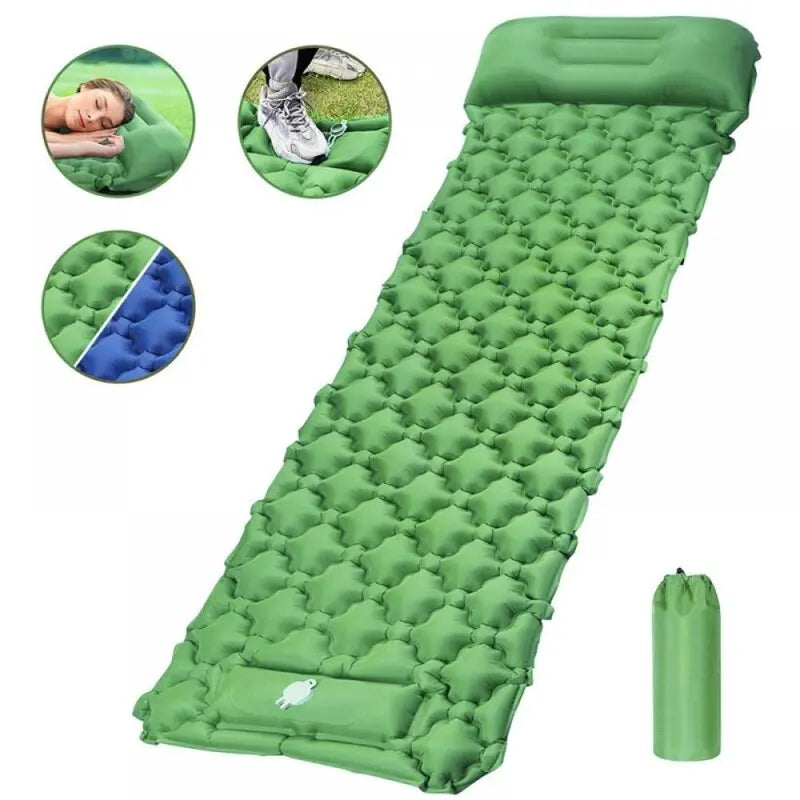 Ultralight TPU Compact Inflatable Sleeping Mat Air Mattress with Pillow for Camping and Climbing