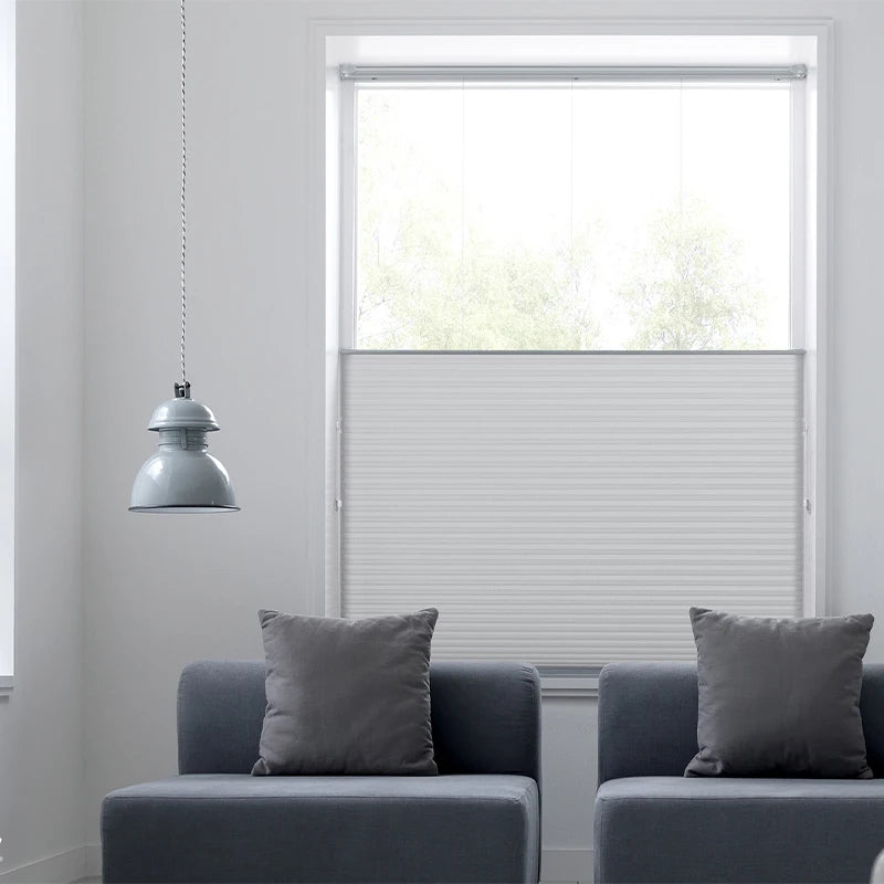 Electric Built-In Modern Horizontal Plain Sun Shading Honeycomb Pleated Blinds with Blackout Fabric for French Windows
