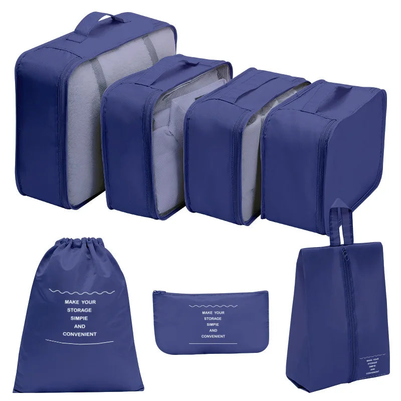 Factory Wholesale Lightweight Travel Luggage Organizer Bags 7 Pcs Packing Cubes Travel Bag Set Mesh Clothes Bags