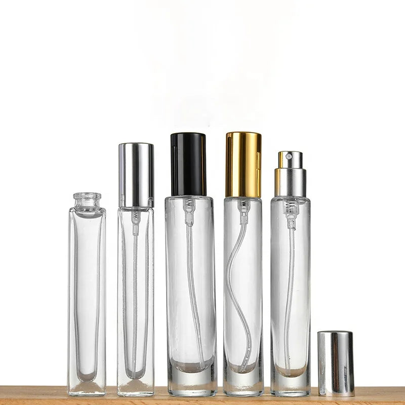 Luxury 10ml 15ml Clear Round  Shape Glass Perfume Bottle With Aluminum Cap