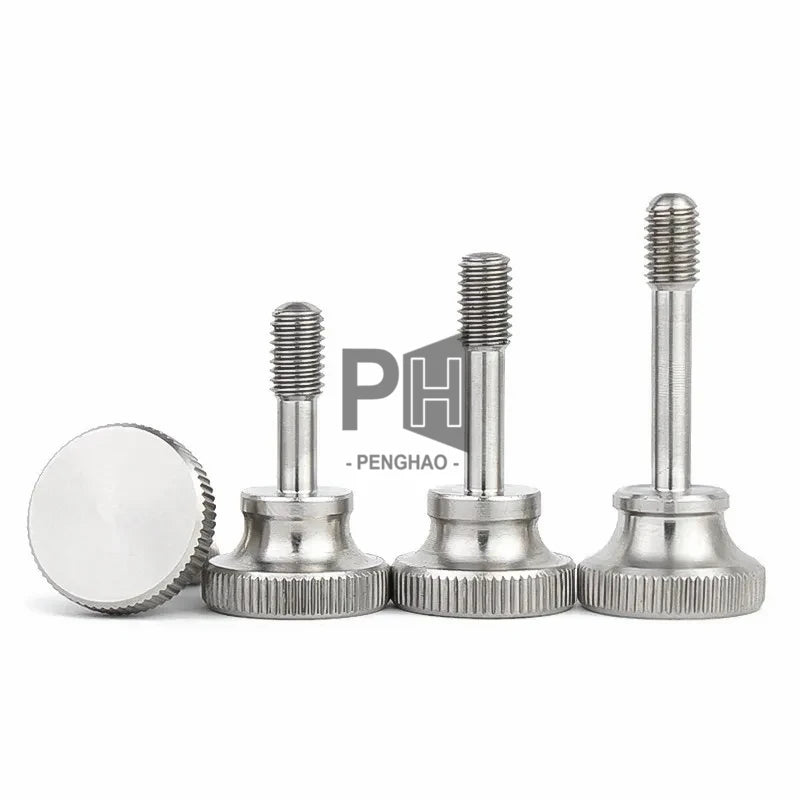 Curtain Wall Glass Lock 304 Stainless Steel Knurl High Step Head Hand Tighten Thumb Screws with Waisted Shank Captive Screw
