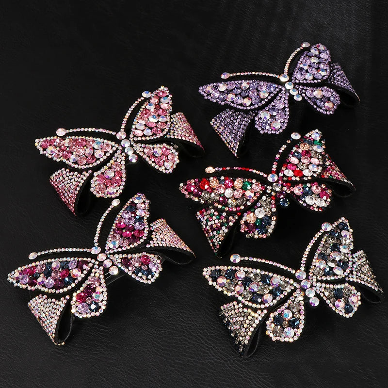 HX-318 Wholesale Sweet Women Hair Pin Colorful Rhinestone Duck Hairclip Mini Butterfly Hair Clip Accessories