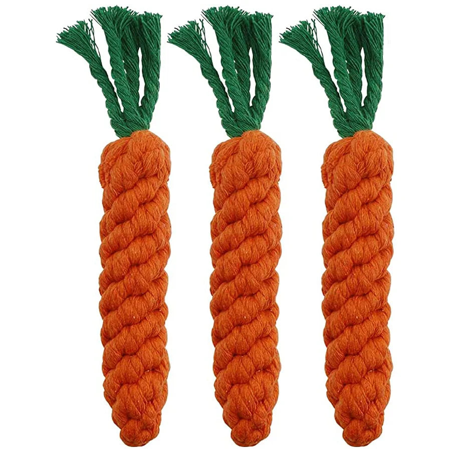 Eco-Friendly Orange Carrot Style Safe Cotton Braided Vegetable Rope Chew Toys for Small Dogs