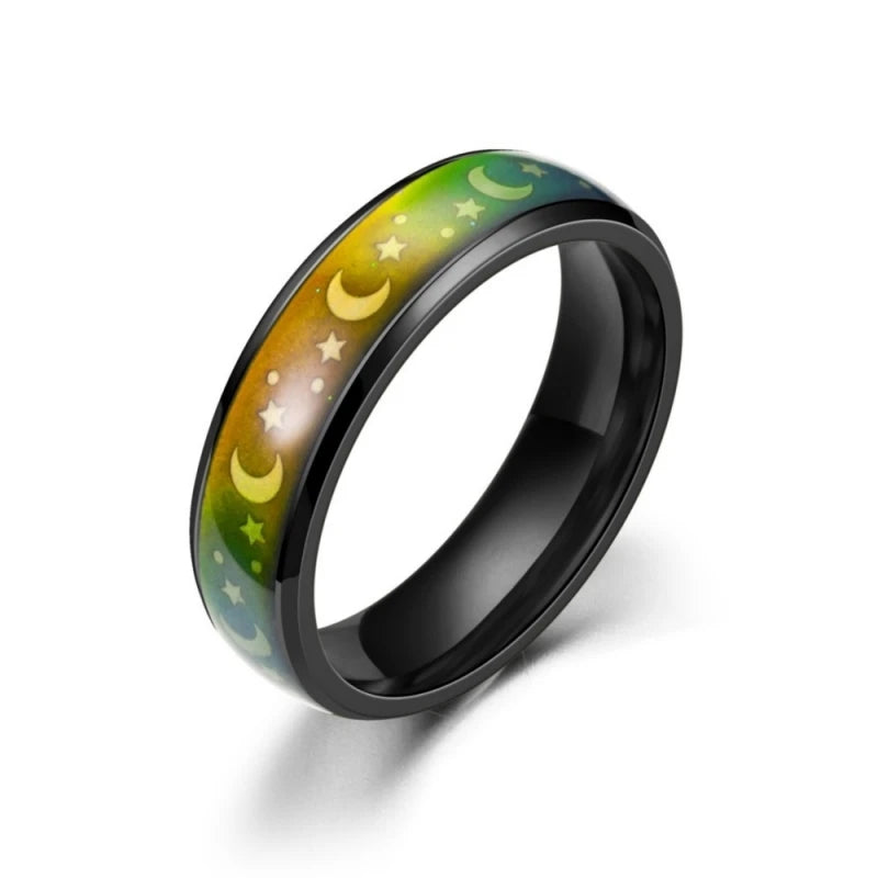 Hot Sale 6MM Stainless Steel Band Comfort Fit Temperature Sensitive Rainbow Color Changing Mood Rings