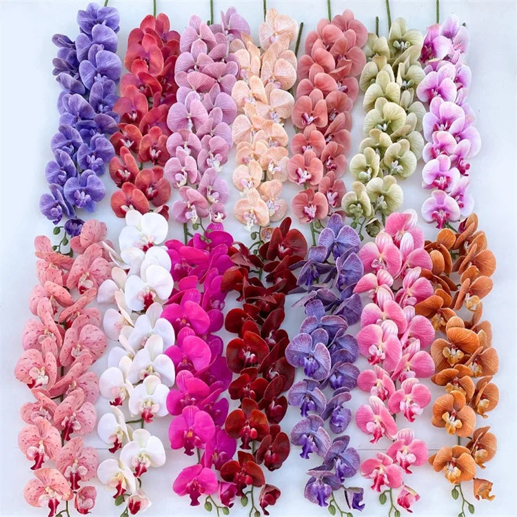 Wholesale 15 Heads Long Stem Artificia Real Touch Large Phalaenopsis Orchid Flowers for Home Wedding Decor