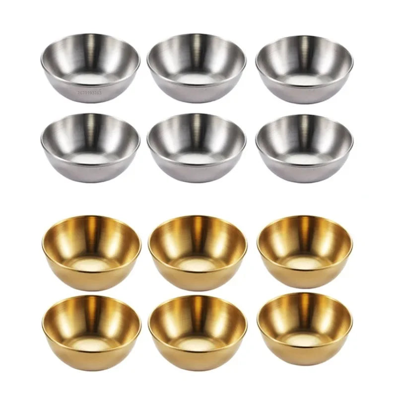 Golden Sauce Dish Appetizer Serving Tray Stainless Steel Sauce Dishes Spice Dish Plates Kitchen Supplies