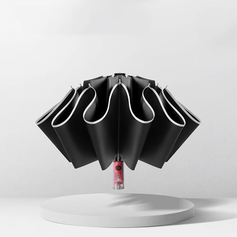 Supplier Quality Umbrella 23 Inch10 Bone Wind Automatic Folding Inve Umbrella Uv Reflective Strip 3 Fold Umbrella With Logo