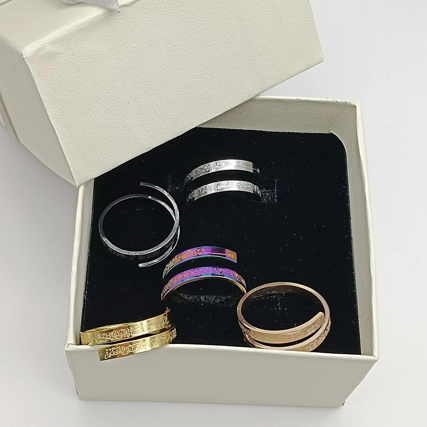 Stainless Steel  Fashion Jewelry Muslim Arabic Finger Rings  Opening Ring Adjustable for Gift