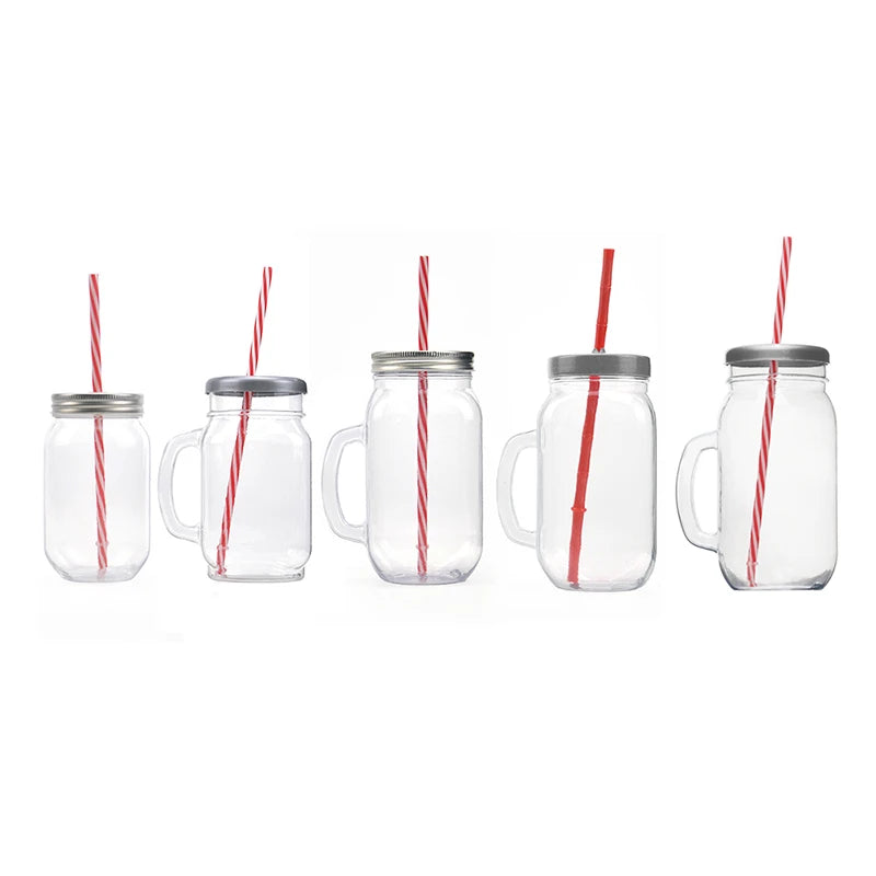 Custom Logo 16 Oz/28 Oz/32 oz 500ml PETG Plastic Mason Jar Sublimation Tumbler with Lids and Straw for Juice Wine Tea & Beer