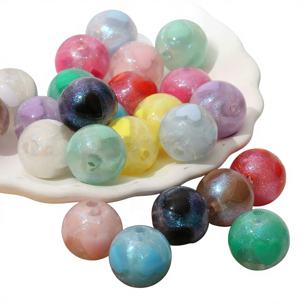 16mm Sparkling Heart Beads Crystal Lampwork Glass Multicolor Jewelry Making Earring Necklace Phone Chain Pendant CHANGAO Bran