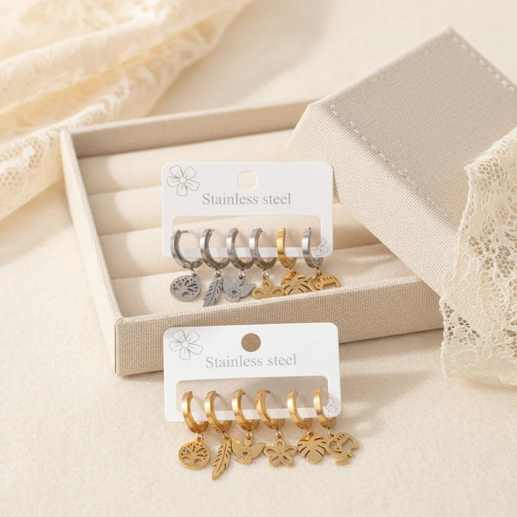 Newly Designed Fashion Gold-plated Silver Plated Stainless Steel Women's  Earring Set with 3 Pairs of Earrings for Parties Gi