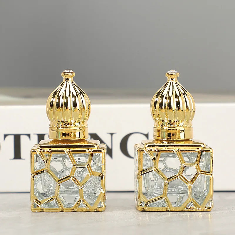Custom Luxury Arabic Fancy Oil 10ml Attar Bottle Empty Roll on Glass Bottle Arabian Tola Roller Bottles for Essential Oils