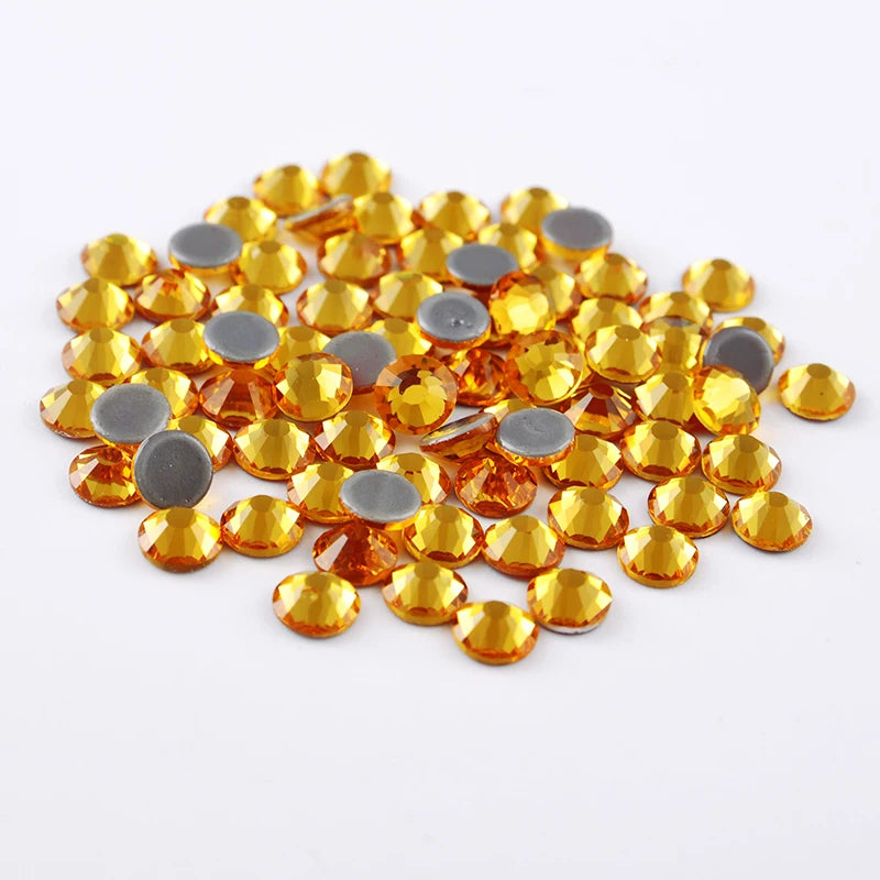Wholesale SS4 SS6 SS8  SS10 Hot Fix Rhinestones  DIY Ornaments Crystal Stones Rhinestone Transfer Hot-fix