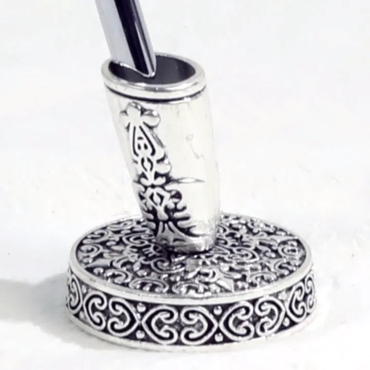 Vintage Pen Stand Base Singer Pen Display Desktop Display Holder Silver