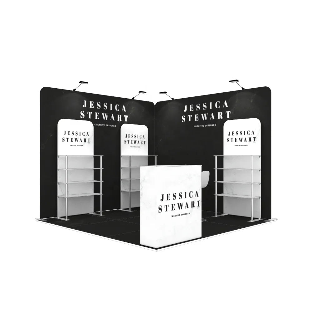 10x10ft Portable Tool Fee Aluminum Exhibit Wall Stand Shelf Racks Advertising Display Counter 10x10 Exhibition Booth Trade Sh