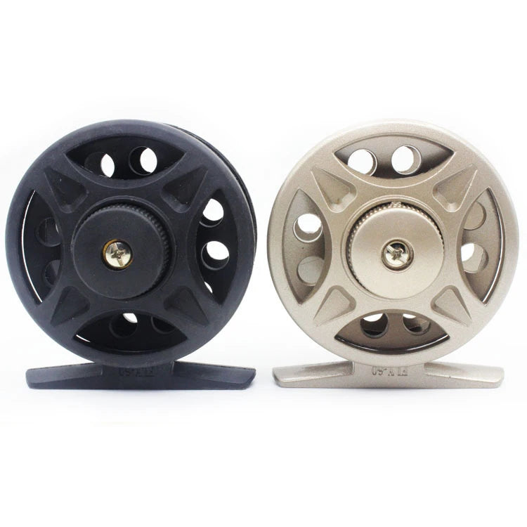 Mini Plastic Fly Fishing Reel for Backpacking for Stream River and Lake Left & Right Handle Changeable for Ice Fishing