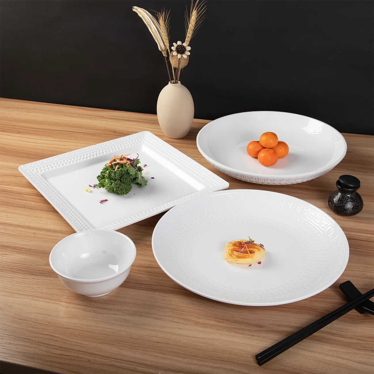 100% Melamine Dish Plate Restaurant Party Dishes Bulk Plate Serving Dishes Large Size 16 Inch Deep Round Melamine Plates