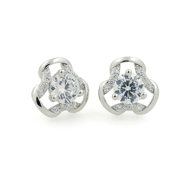 Wholesale High Quality Women Jewelry 925 Sterling Silver CZ Stones Stud Earrings for Girl