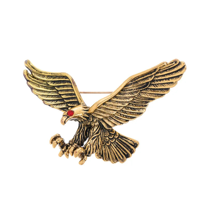 Vivid Vintage Gold Eagle Brooches Pin Big Eagle Brooch with Rhinestone