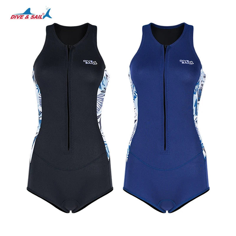 DIVE&SAIL Manufacturer Women 2mm Full Body Front Zipper Sport Wear Wetsuit Bikini Wetsuits for Snorkeling