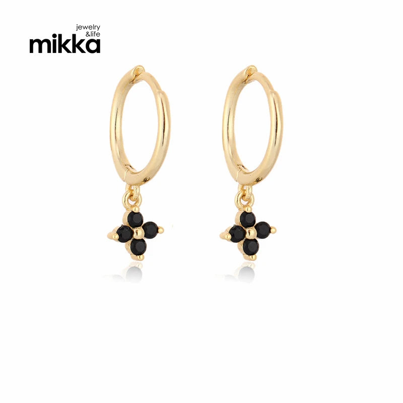 Fashion Gold Plated Colorful Green Flower Zircon Hoop Earrings 925 Sterling Silver Zircon Drop Earrings