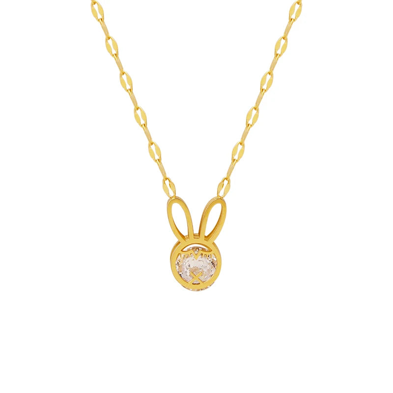 Designer Rabbit Pendant Necklace Zircon Fish Mouth Chain Girl Necklace