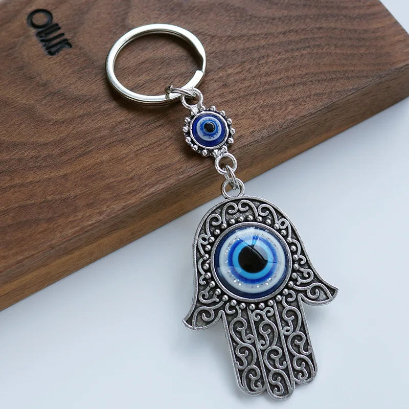Hot Sale Blue Eyes Fatima Palm Keychain Greek Eye Jewelry Pendant Decoration Pack Hang