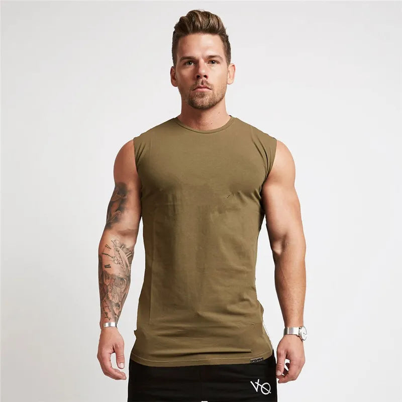 Europe and the United States Logo-free Cotton Sports Vest Men's Running Sleeveless T-shirt a Generation Hair