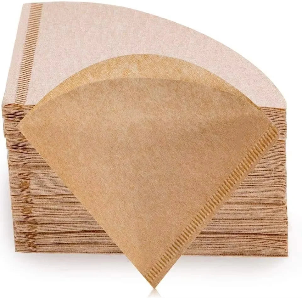 Bleached Coffee Filter Paper V01 V02 100 Pcs Packed V Shape Barista Pour Over Drip Coffee Paper Filter White Brown Color