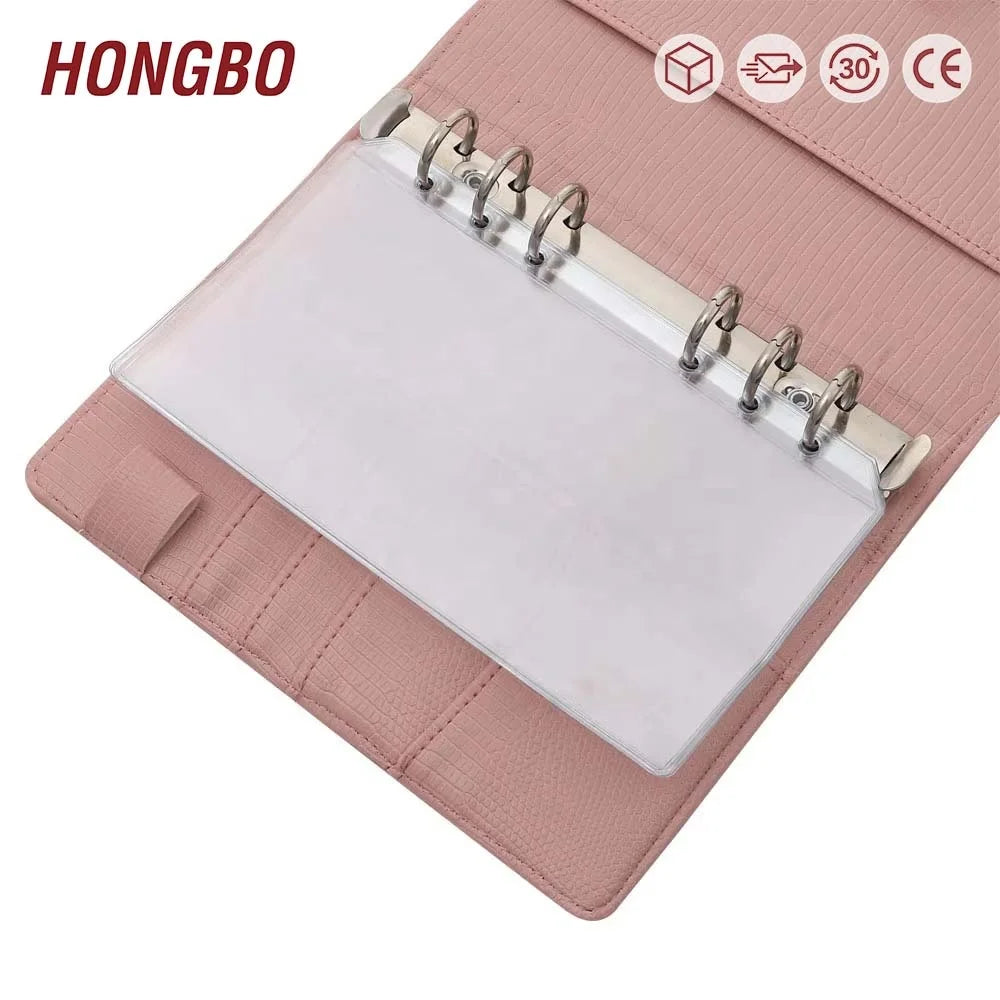 FB TK  Hot Selling Binder Pockets A5 A7 A6 Size 6 Holes Binder Loose Leaf Bags with Opening at Side but No Zipper