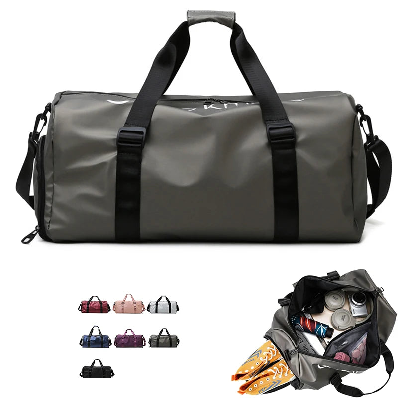DICHOS New Custom Logo Sport Duffel Bags with Zipper Closure Travel Carry on Overnight Gym Weekender Fitness for Men Women
