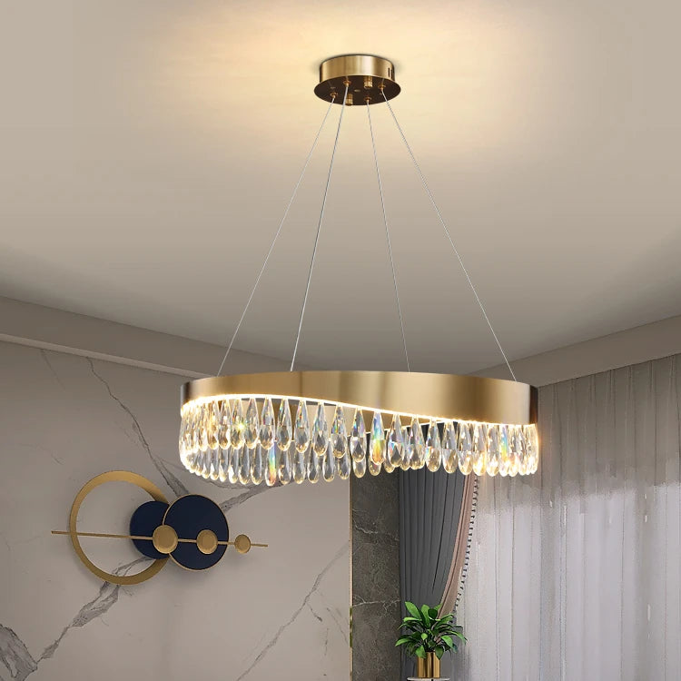 Luxurious Atmosphere Nordic Restaurant Lighting Advanced Sense Cloakroom Bedroom Irregular Design Metal Crystal Light