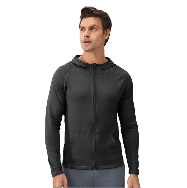Men's Sports Zipper Stand up Collar Fitness Long Sleeved Quick Drying Running Fitness Training Jacket