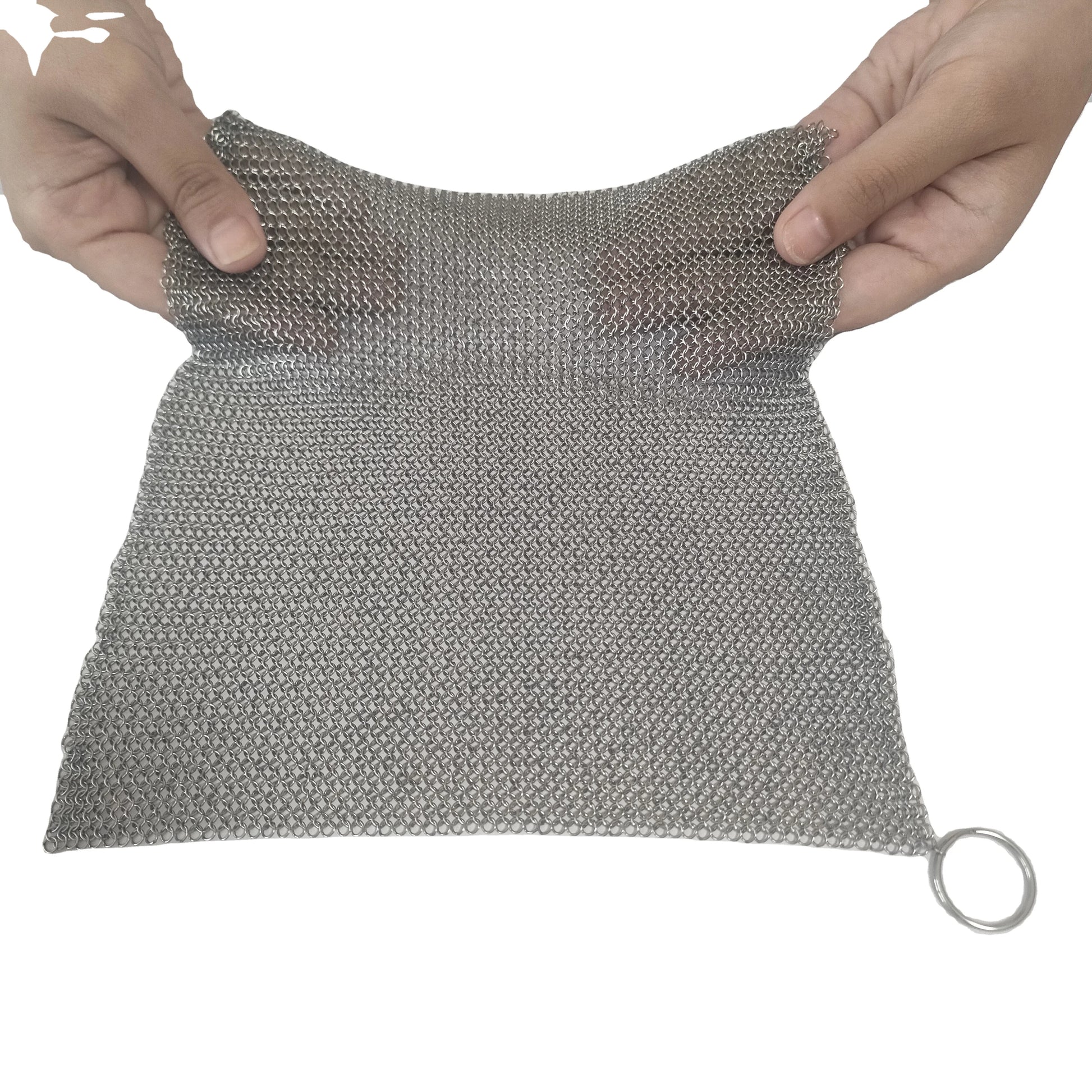Welded Stainless Steel Plain Weave Chainmail Ring Mesh Scrubber with Corrosion Resistance Silver Kitchen Use 1.2mm Wire Diame