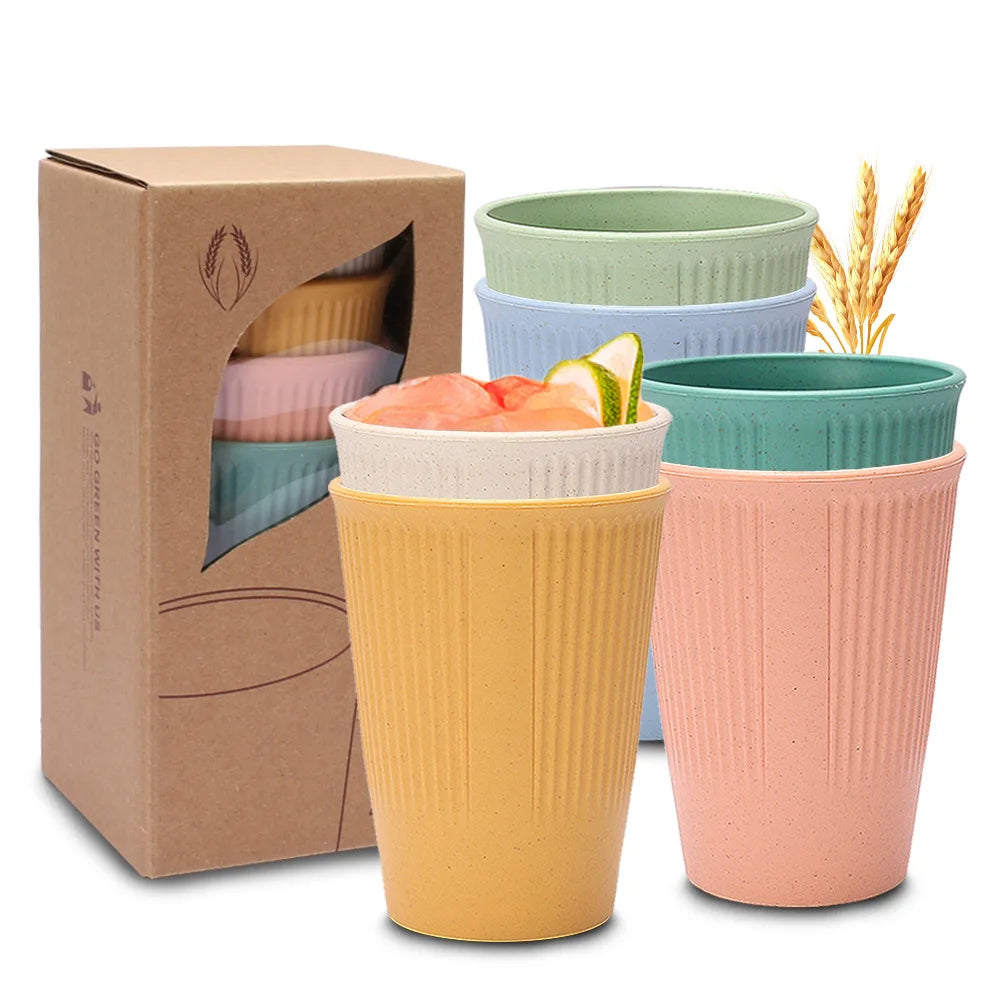 High Quality Home Water Drink Wheat Straw Brushing Cup Mug Set Drinking Milk Tumbler Cup Travel Reusable Wheat Straw Coffee M