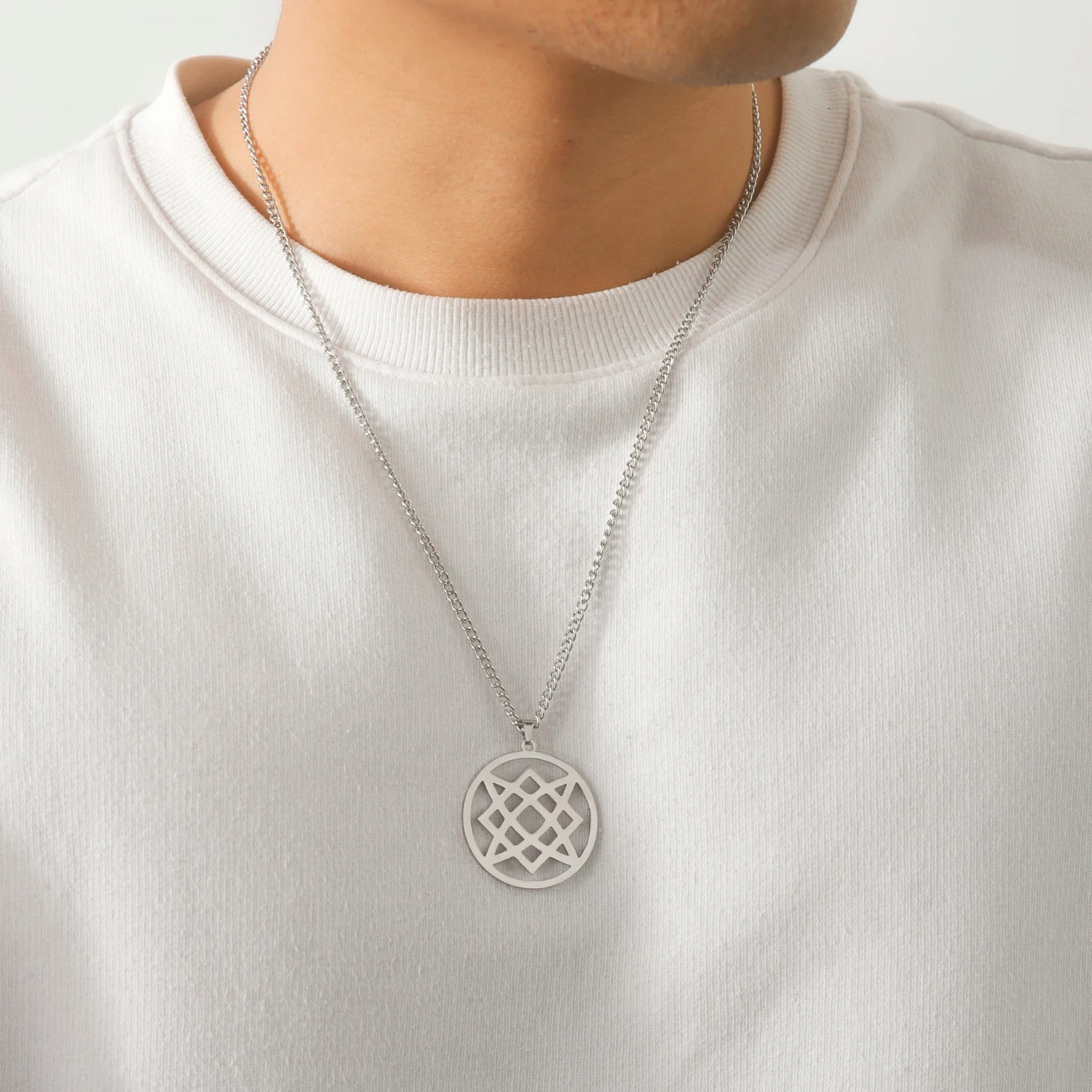 Square of Svarog Slavic Symbol Scandinavian Necklace for Women Vikings Kolovrat Sun Pagan Man Necklace Stainless Steel Jewelr