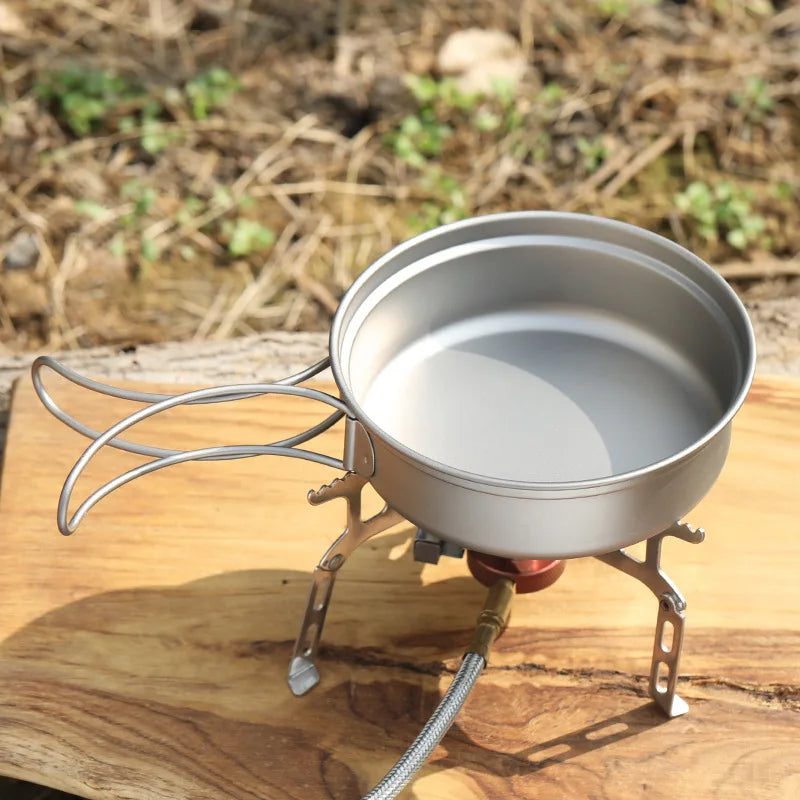 Outdoor Hiking Camping Eco-friendly Titanium Frying Pan-Gas & Induction Ready