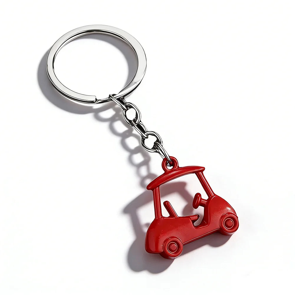 Fashion 3D Simulation Golf Cart Keychain Golf Field Commuting Cart Keychain Outdoor Activity Small Gift Keyring