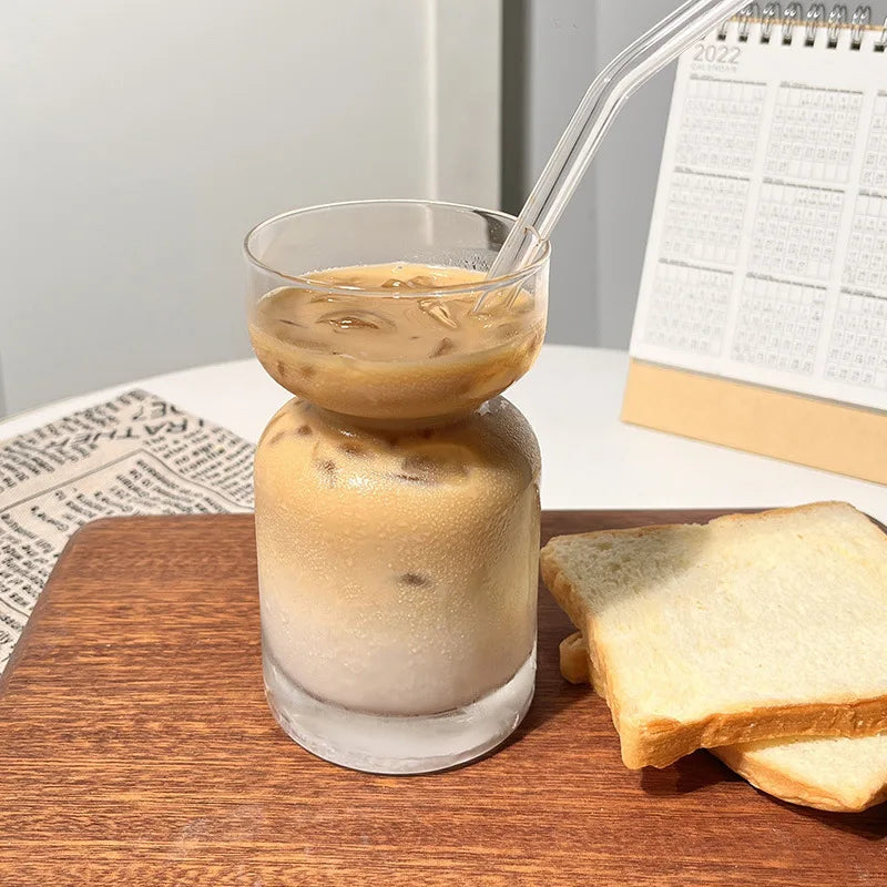 Custom Unique Clear Funny Hourglass High Borosilicate Glass Coffee Cup for Home Drinking Cup